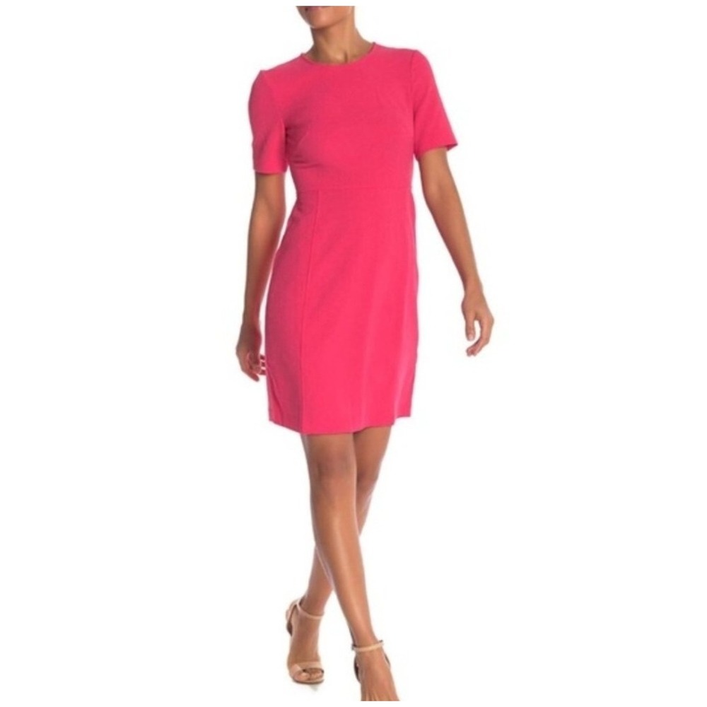 Eliza J Pink‎ Seam Stretch Sheath Dress Size 10 Short Sleeve Career Cocktail